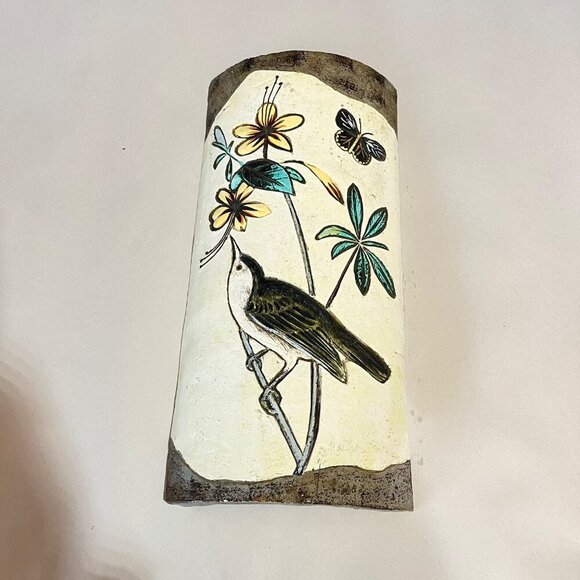Handcrafted Bird & Butterfly Ceramic Wall Sconce‎ - Picture 5 of 5